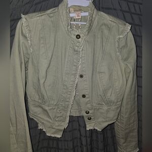 Elegant Olive Jean Jacket